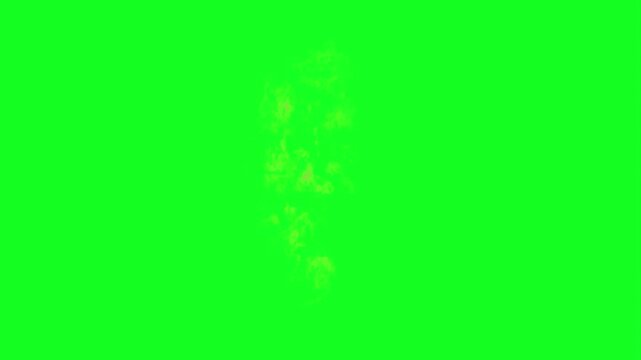 Single small flame animation on green screen chroma key background with realistic orange red flames burning intensely expanding horizontally for VFX video editing motion graphics professional 4k