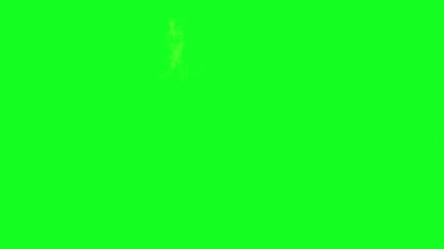 Small rising flame animation on green screen chroma key background with realistic orange red flames burning intensely expanding horizontally for VFX video editing motion graphics professional 4k