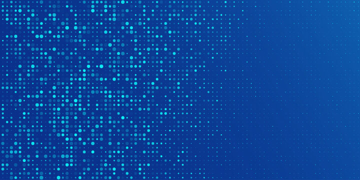 Futuristic blue pixel pattern for Business or FinTech background. Digital data with abstract glittering dots for blockchain concept. Tech pixels backdrop for online webinar.