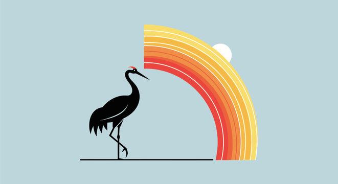 Black Heron Bird Standing Alone.