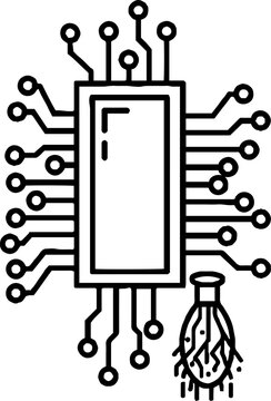 Biochip Microprocessor with Laboratory Research Flask Icon