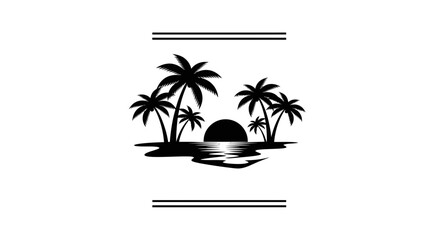Tropical Sunset Silhouette: Palm Trees and Ocean Reflection