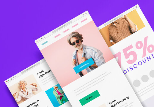 Modern Fashion Promotional Email Newsletter Template Stylish Senior Lifestyle Marketing Design