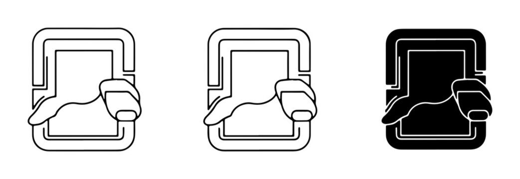Hand Touching Screen Icon Set, Digital Interaction, User Interface Elements, Mobile App Design