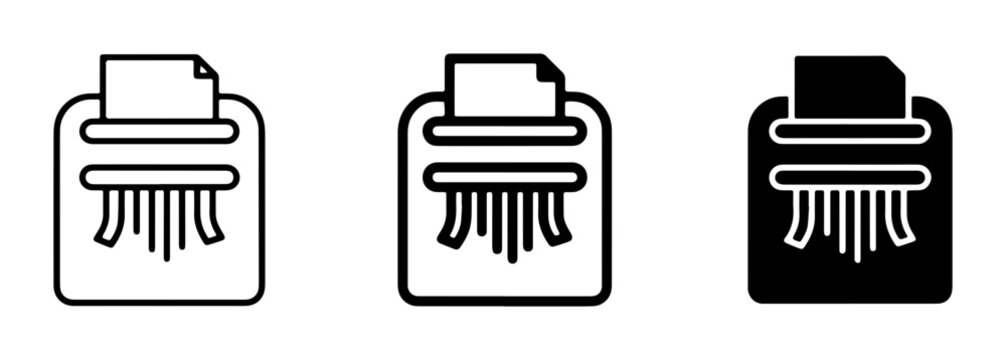 Paper Shredder Icons, Document Destruction Symbols, Data Security Vector Graphics