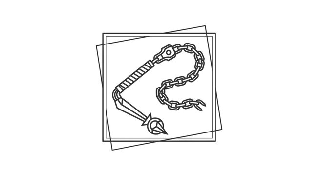 Medieval Flail Weapon Icon, Chain Whip, Medieval Weapon, Vector Illustration