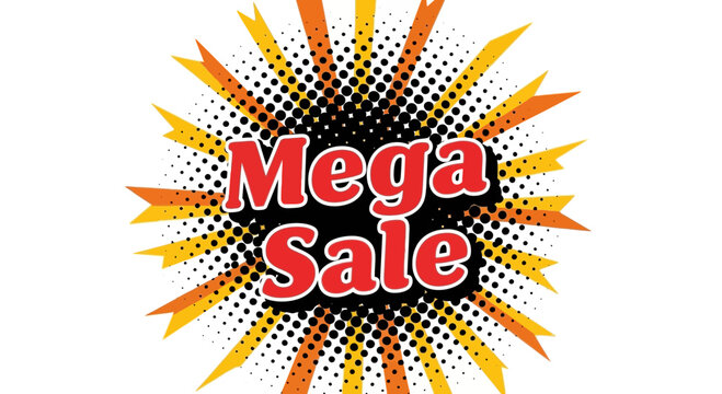 Mega Sale Burst - Red and Yellow Explosion with Halftone Dots