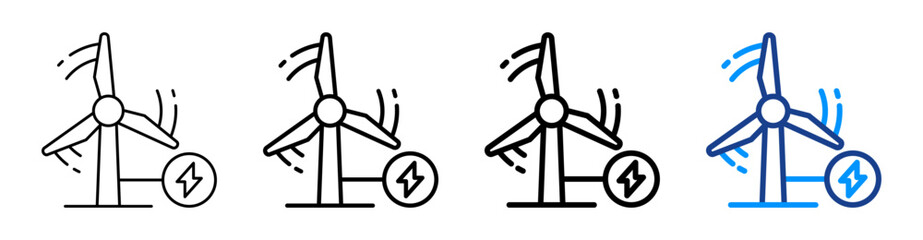 Wind Turbine Icon Different Style Outline Collection Set © Naba