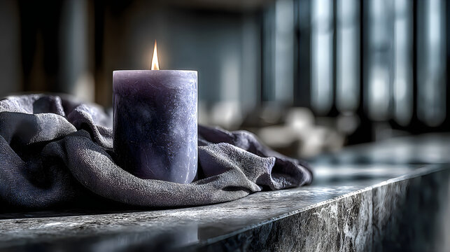 Elegant violet candle warm flame tranquil meditation setting sacred ambiance pictures