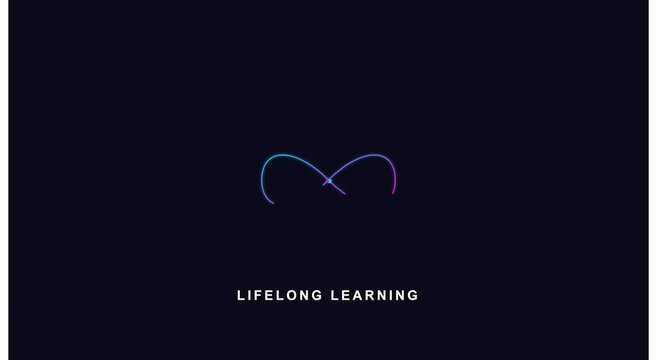 Animated lifelong learning infinity loop concept with neon animation