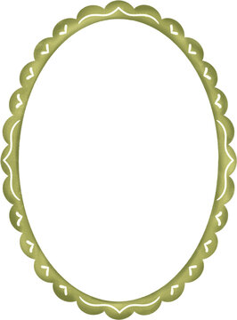 Olive Green Oval Frame Decorative Cute Border Element