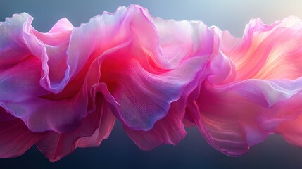 Abstract vibrant fabric folds in pink and blue