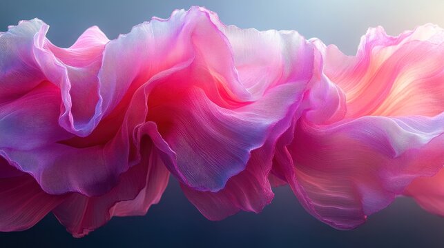 Abstract vibrant fabric folds in pink and blue
