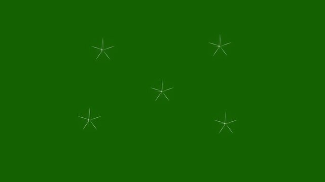 Circle firework blast with shiny star lines and twinkle pop-up animation, 4k hand-drawn cartoon vector sparkle effect on greenscreen for VFX, reels, and motion graphic overlays