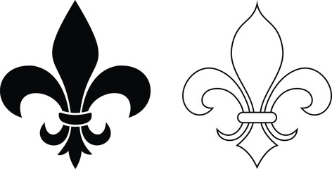 symbolic image Fluer de lis, horizontal banner monochrome fleur de lis lily, antique monarchy symbols on transparent background, vintage decorative design elements coat of arms graphic design element. © Vector Store