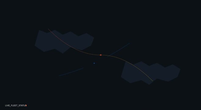 Digital logistics tracking interface with animated fleet status animation