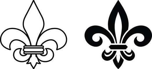 symbolic image Fluer de lis, horizontal banner monochrome fleur de lis lily, antique monarchy symbols on transparent background, vintage decorative design elements coat of arms graphic design element. © Vector Store