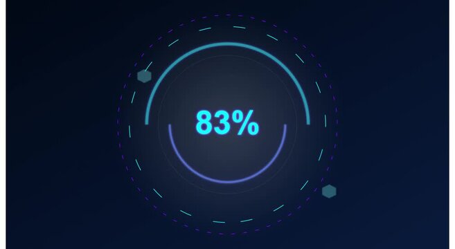 Digital percentage loading circle hud interface for data animation