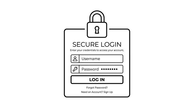 Secure login screen with lock icon