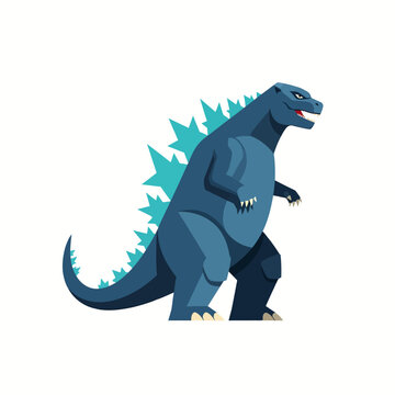 Minimalist Godzilla Flat Vector Illustration - Vibrant Geometric Graphic Art
