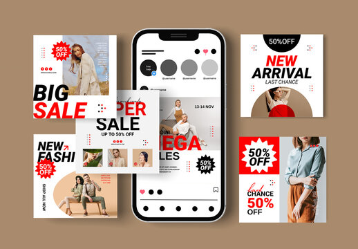Fashion Sale Social Media Post Layout Set