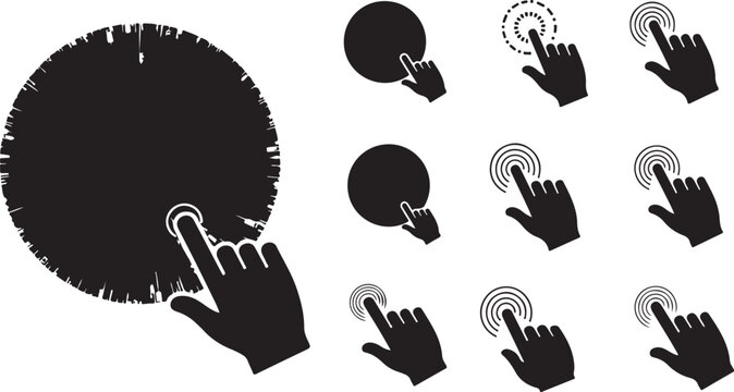 Hand Clicking Icons Cursor Pointer Symbols Set