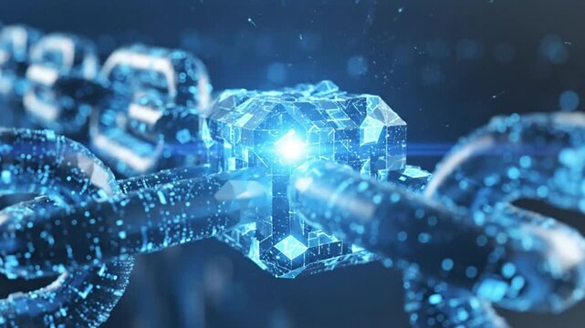 Futuristic Blockchain Technology Digital Chain Conceptual Animation for Cryptocurrencies and Data Security