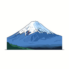 Fototapeta premium Mount Fuji Snow-Capped Peak Minimalist Flat Vector Illustration - Geometric Serene Landscape Graphic