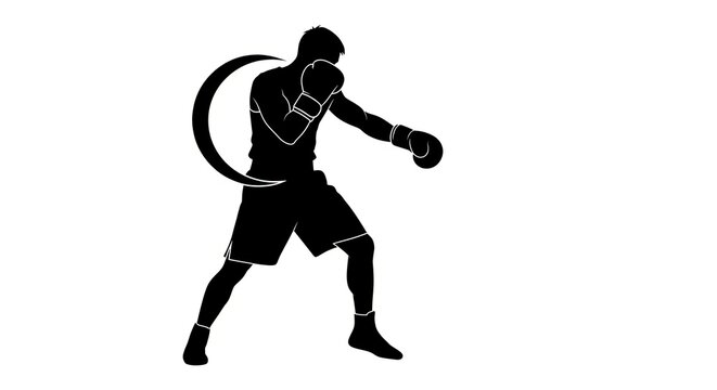 Boxer in fighting stance silhouette.
