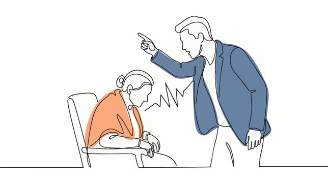 Argumentative man yelling at senior woman illustration.