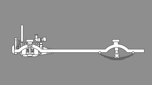 2D Line Drawing Animation of a Pickup Truck Assembly from Chassis to Complete Vehicle