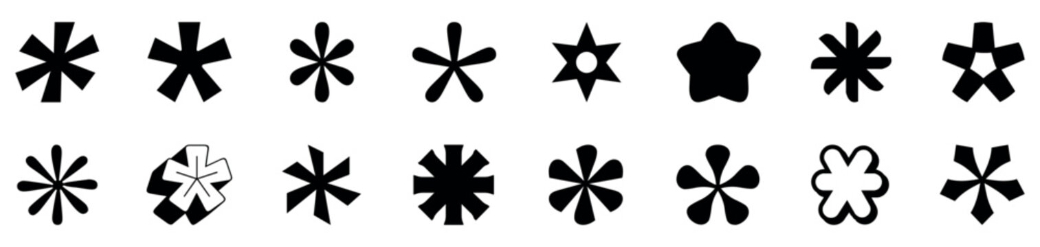 Set of Black Asterisk Symbols