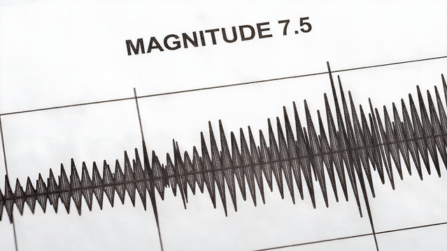 Seismic activity chart showing magnitude 7.5 earthquake