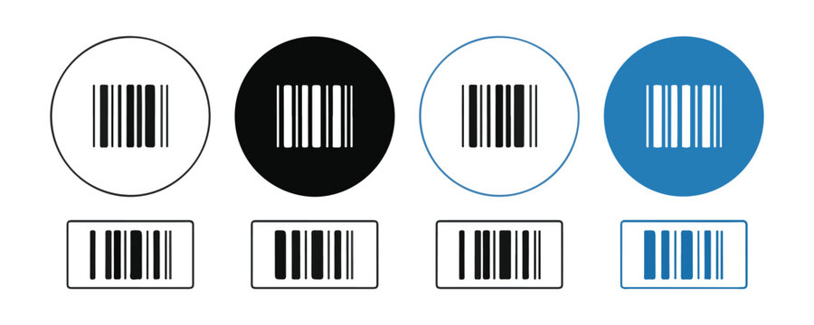 Collection of various barcode designs in different shapes and colors for product identification.