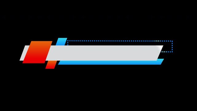 4K Futuristic lower third banner on black background. Modern lower third animation for Broadcast, Games, TV news, Headline, and News channels. Dynamic design lower third animation.