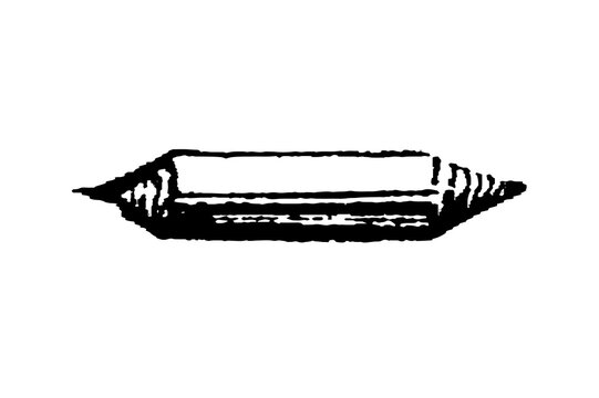 Drawing stump with pointed ends, vintage artistic style and bold outlines, black-and-white illustration, old vintage illustration, 1897.
