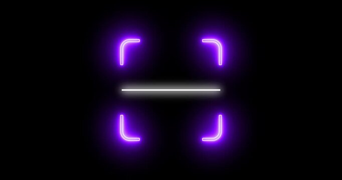 4K Futuristic neon frame animation with glowing HUD on a black background.Futuristic neon HUD callout frame for digital interface.Cyberpunk tech interface overlay for gaming,streaming, sci-fi intro.