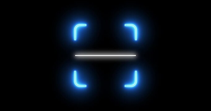 4K Futuristic neon frame animation with glowing HUD on a black background.Futuristic neon HUD callout frame for digital interface.Cyberpunk tech interface overlay for gaming,streaming, sci-fi intro.