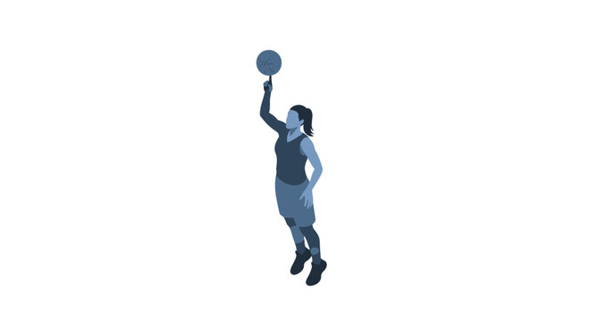 Basketball player, jumping, dunking ball, sports icon isolated on White Background