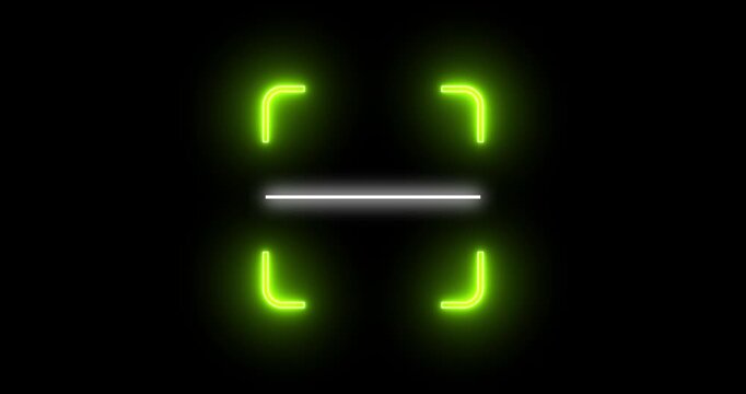 4K Futuristic neon frame animation with glowing HUD on a black background.Futuristic neon HUD callout frame for digital interface.Cyberpunk tech interface overlay for gaming,streaming, sci-fi intro.