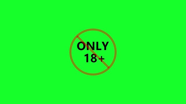 18 plus icon sign animation. 18+ Not Allowed Sign in 4K animation with alpha channel only adult content animation on transparent background 