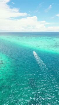 Cinematic aerial panorama of Balabac islands &ndash; Pristine tropical paradise with crystal clear turquoise water, white sandbars, and untouched nature in Palawan, Philippines