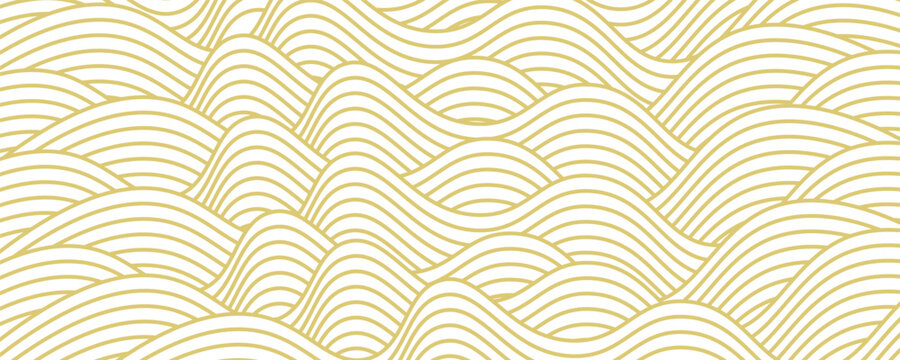 Yellow instant noodle, pasta and spaghetti texture with geometric wavy lines. Ramen, pasta vector pattern. Background abstract food illustration