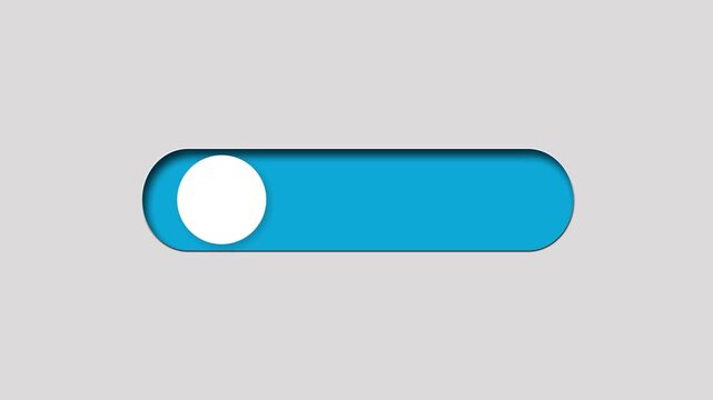 Blue toggle switch button animation on gray background, modern UI interface design element