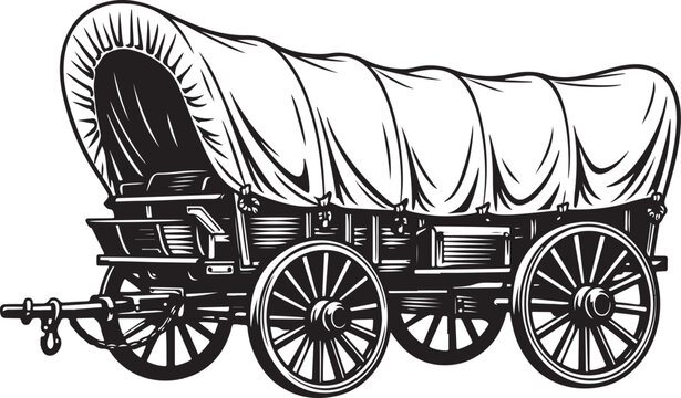 Vintage Covered Wagon, Conestoga Style silhouette Vector
