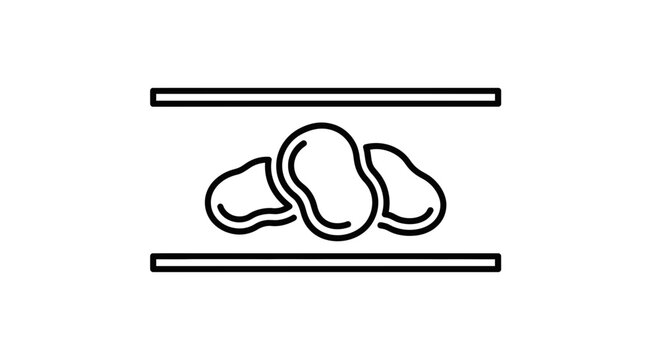 Raw Potatoes Stacked Between Two Parallel Lines, Minimalist Icon