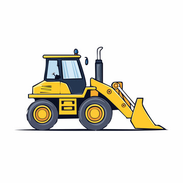 Yellow Front Loader Construction Vehicle Illustration