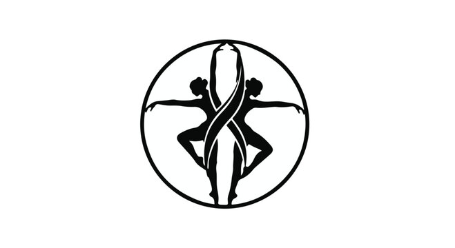 Abstract circular logo depicting two dancing figures in harmony