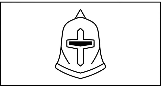 Medieval Knight Helmet Icon, Crusader Armor Symbol, Vector Graphic