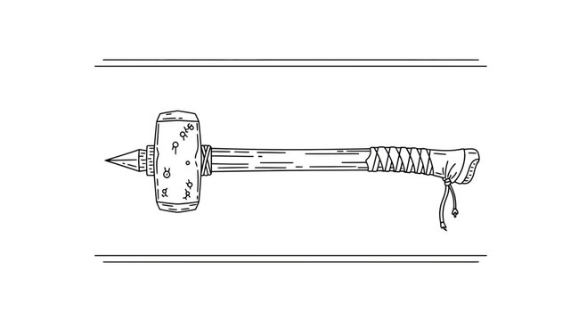 Medieval War Hammer with Spike - Medieval Weapon Illustration